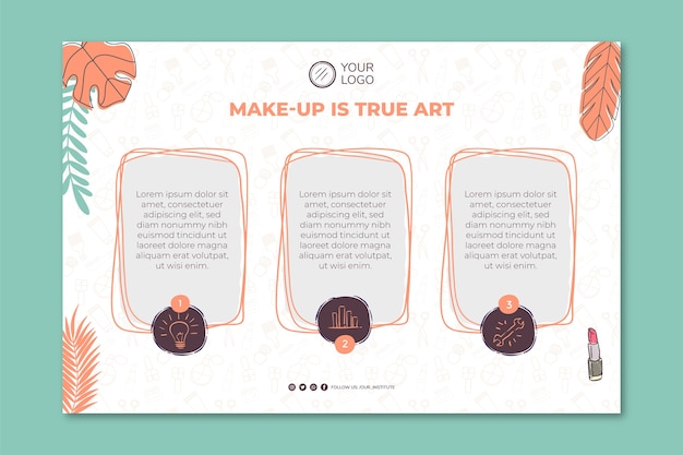 Vector gratuito infografía de artista de maquillaje de textura dibujada a mano