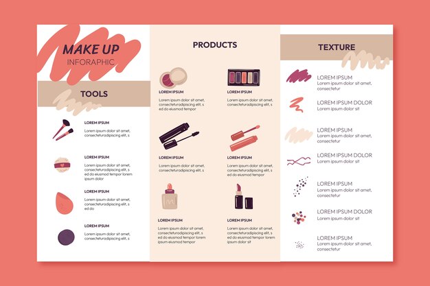 Infografía de artista de maquillaje de textura dibujada a mano