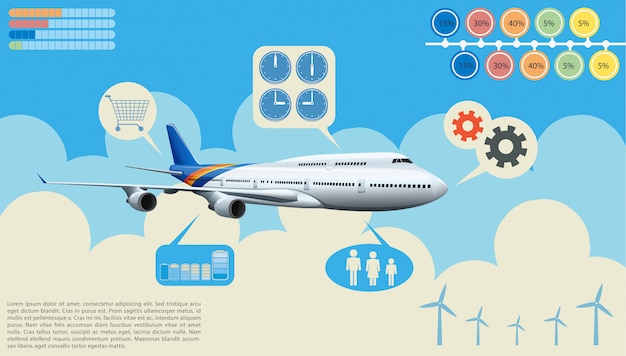 Vector gratuito infografía del avión.