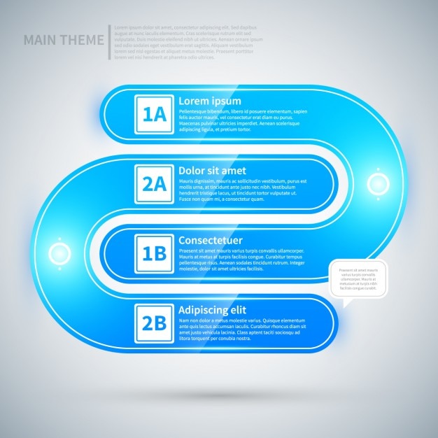 Vector gratuito infografía azul redondeada con textura brillante