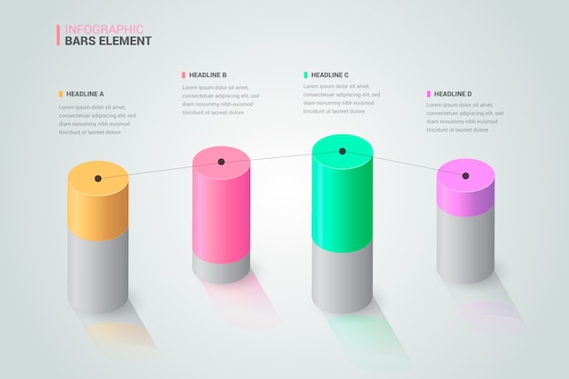 Infografía de barras 3d