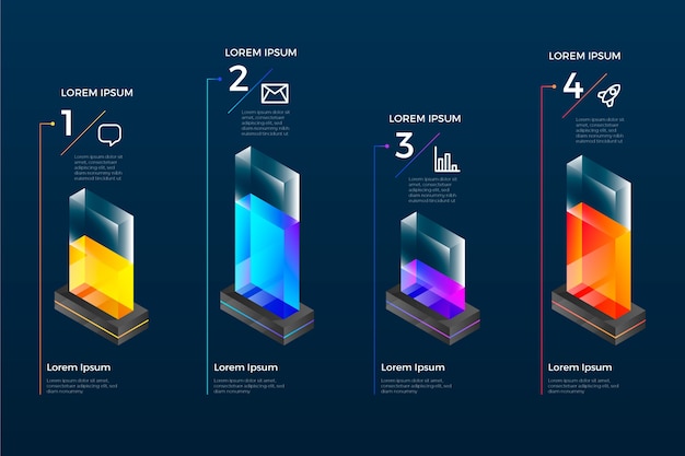 Infografía de barras 3d