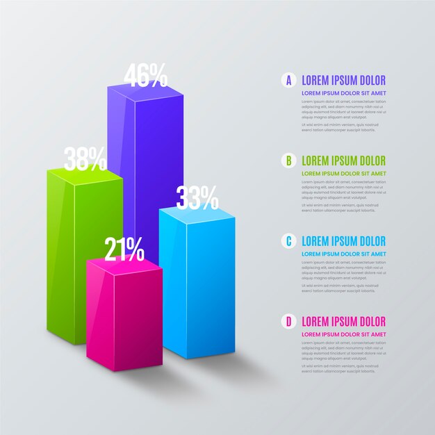 Infografía de barras 3d