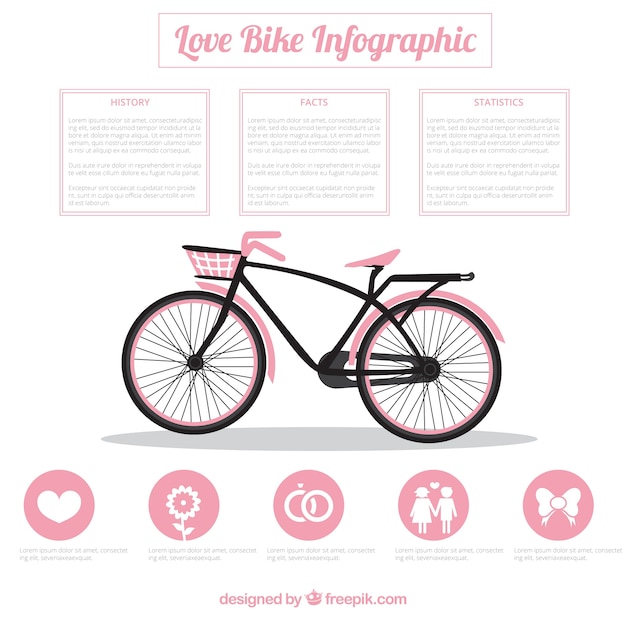 Vector gratuito infografía de bici en color rosa