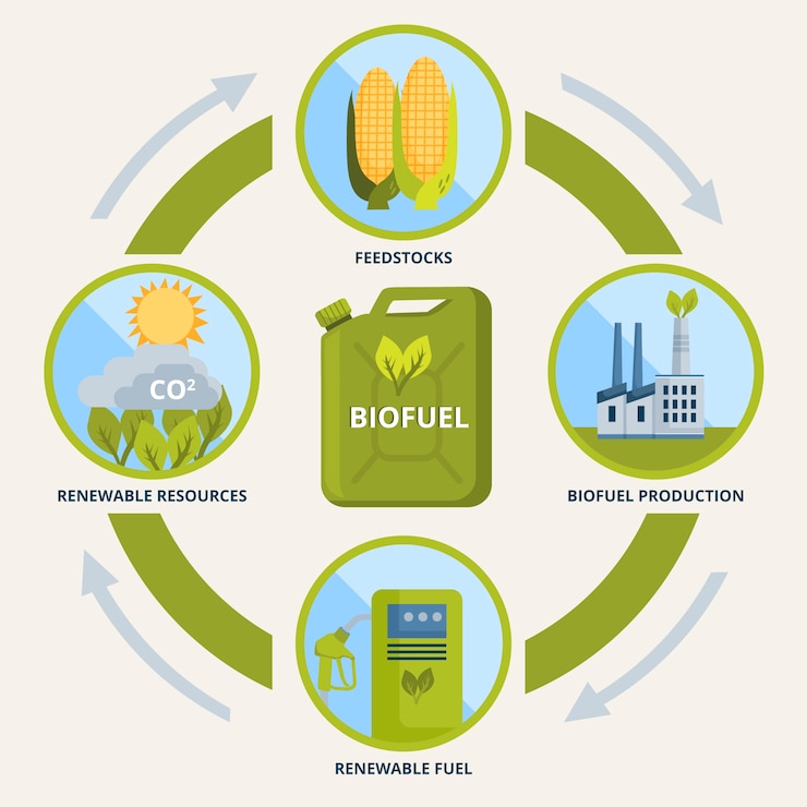Vector gratuito infografía de biocombustibles de diseño plano