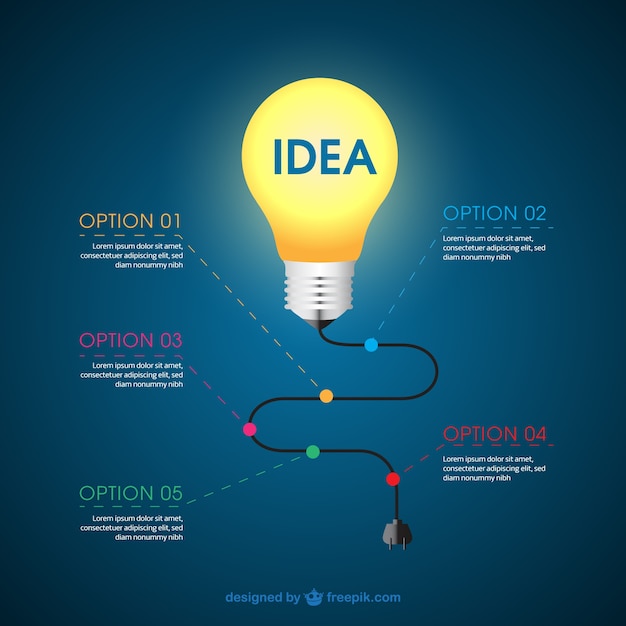 Vector gratuito infografía con una bombilla