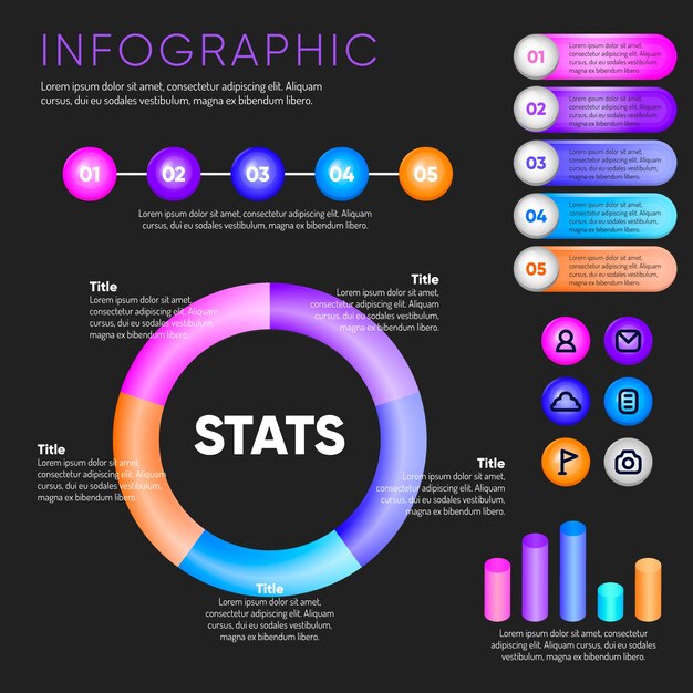 Infografía brillante 3D