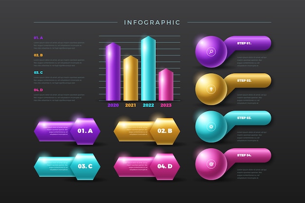 Vector gratuito infografía brillante 3d