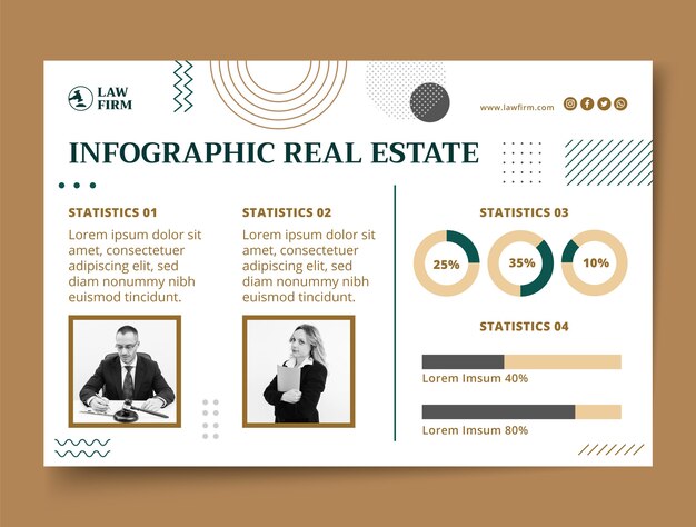 Infografía de bufete de abogados de diseño plano