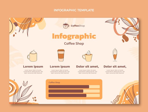 Infografía de cafetería grabado dibujado a mano