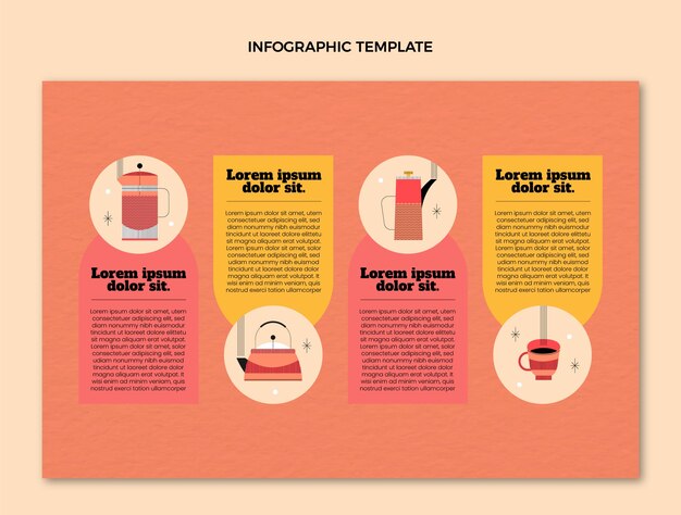 Infografía de cafetería minimalista de diseño plano