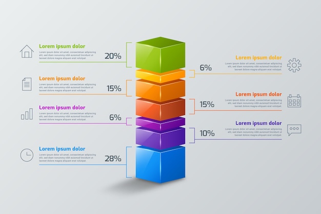 Infografía de capas de bloque 3d