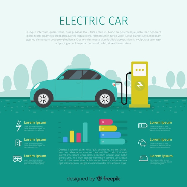 Infografía de coche eléctrico