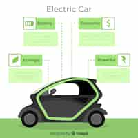 Vector gratuito infografía coche eléctrico