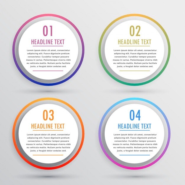 Infografía con colores intensos y formas circulares