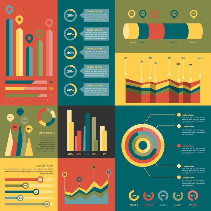 Vector gratuito infografía con colores retro en diseño plano
