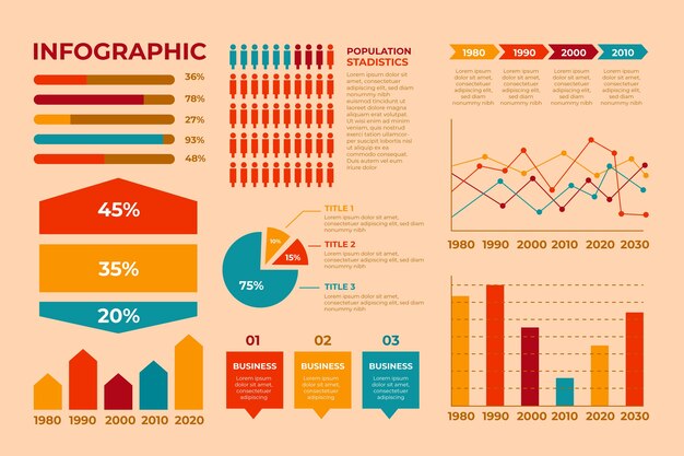Infografía con colores retro en diseño plano