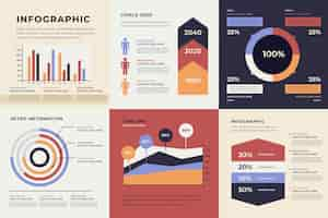 Vector gratuito infografía con colores retro en diseño plano