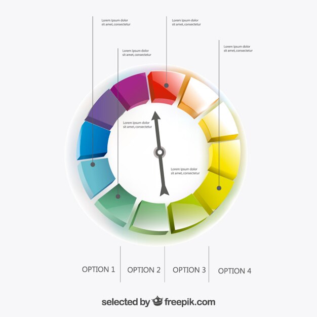 Infografía colorida calibrador