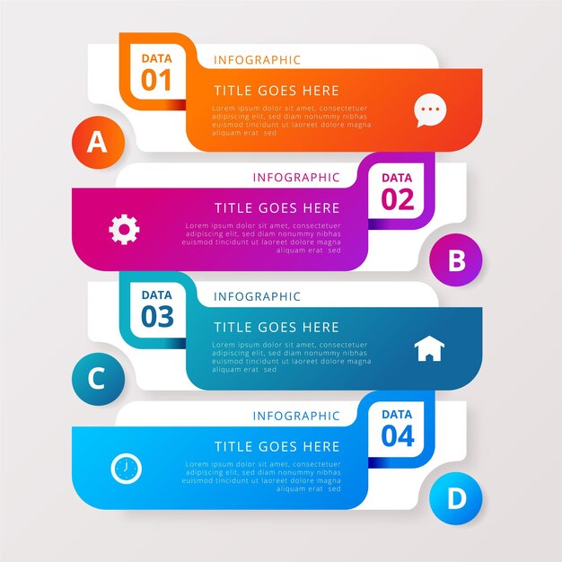 Infografía colorida detallada en estilo degradado