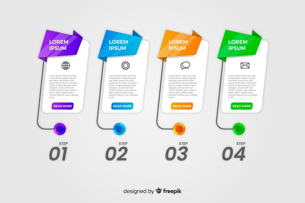 Infografía colorida de línea del tiempo de estilo degradado