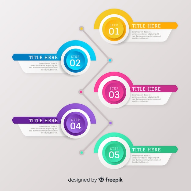 Infografía colorida de paso a paso de efecto degradado