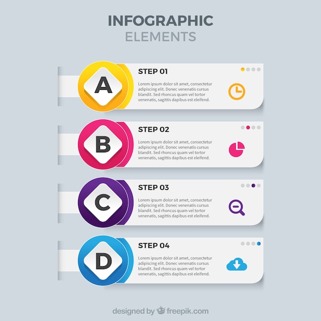 Infografía colorida con pasos en estilo realista