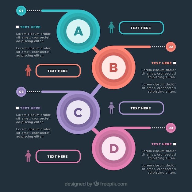 Vector gratuito infografía colorida con pasos