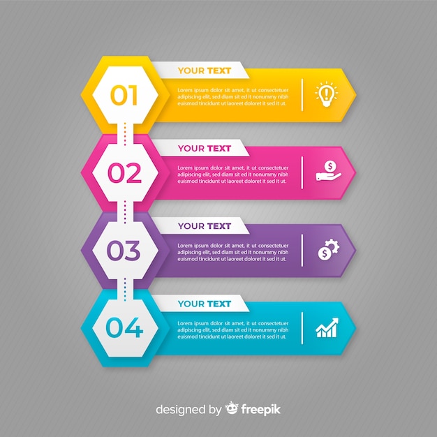 Infografía colorido escalones de diseño plano.