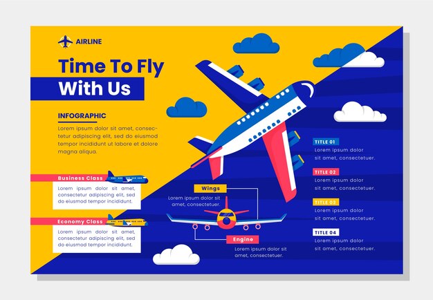 Infografía de compañía aérea de diseño plano