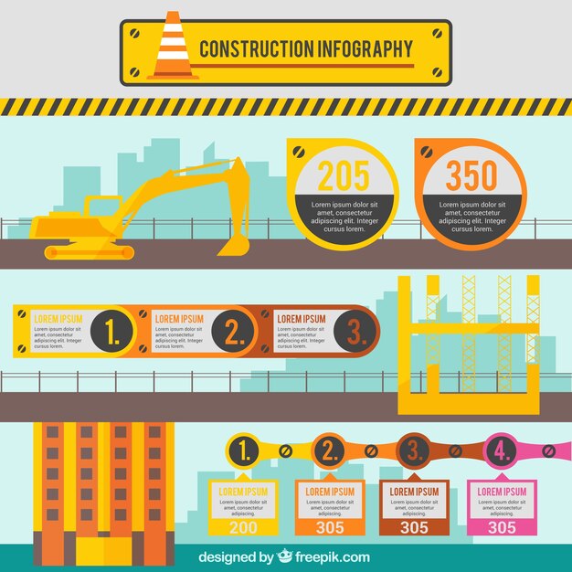 infografía construcción en diseño plano