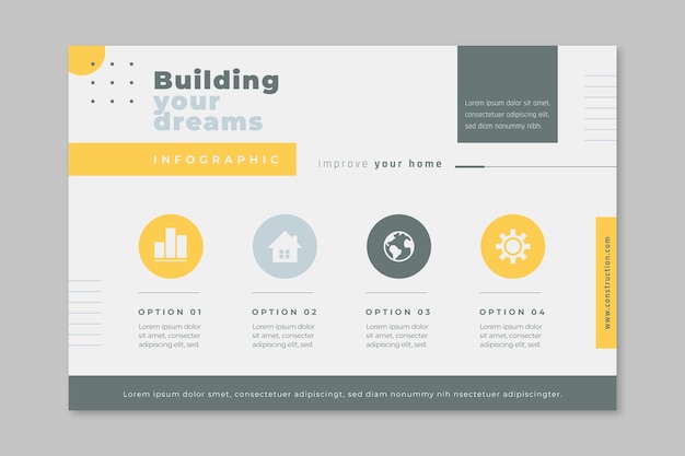 Infografía de construcción de diseño plano