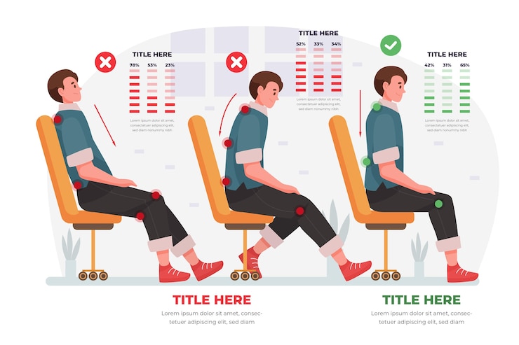 Vector gratuito infografía de corrección de postura plana