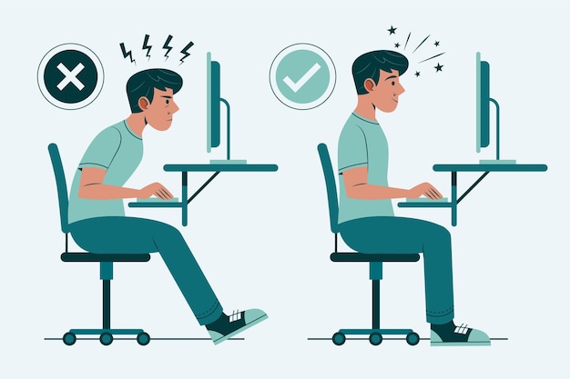 Infografía de corrección de postura plana