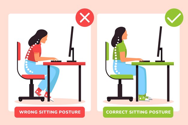 Infografía de corrección de postura plana