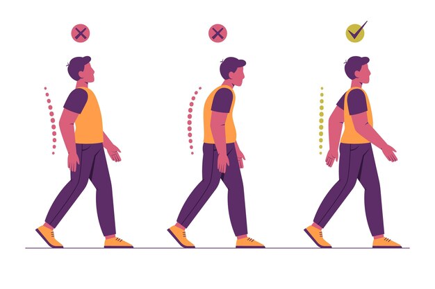Infografía de corrección de postura plana