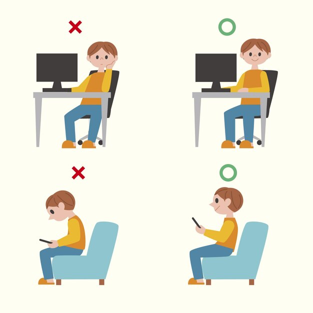Infografía de corrección de postura plana