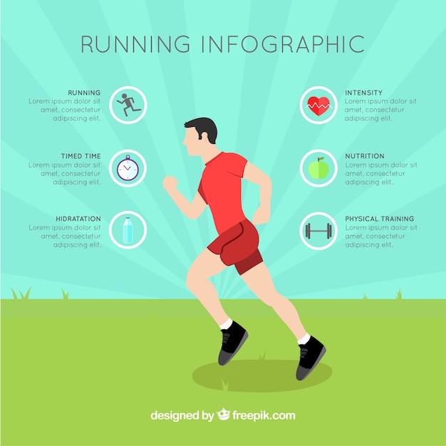 Vector gratuito infografía de corredor en diseño plano