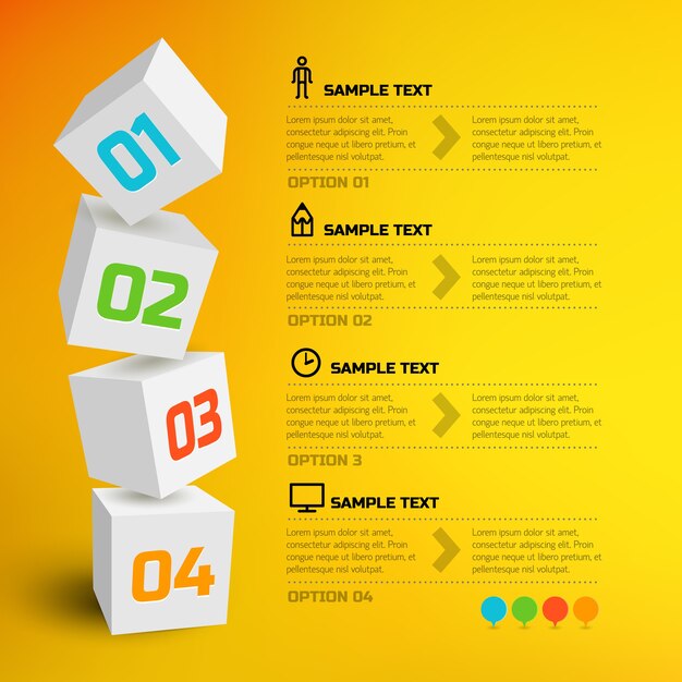 Infografía con cubos 3d