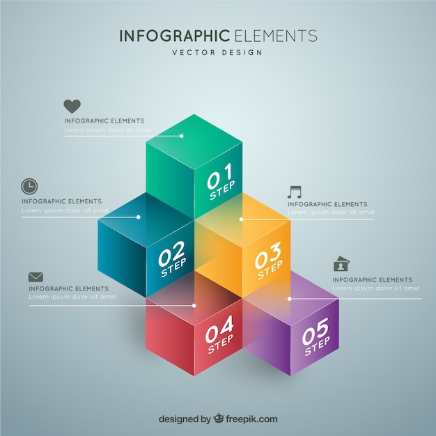 Infografía de cubos de colores