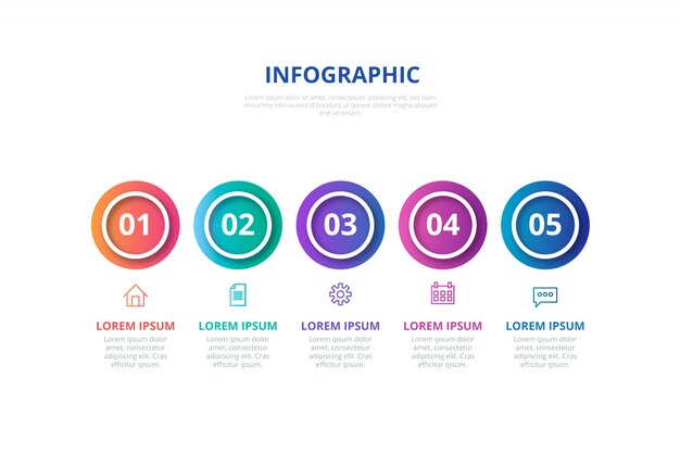 Infografía degradada con pasos