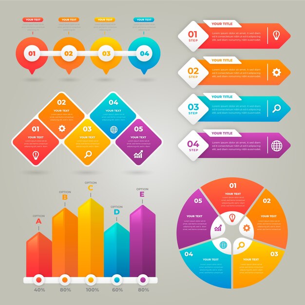 Infografía de degradado en colores vivos.