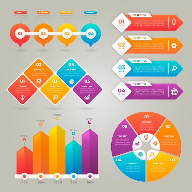 Infografía de degradado en colores vivos.