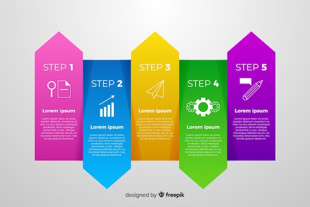 Infografía de degradado con diferentes colores.