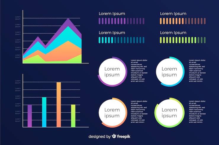 Vector gratuito infografía de degradado con diversas formas geométricas.
