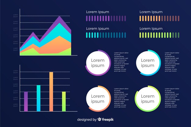 Infografía de degradado con diversas formas geométricas.