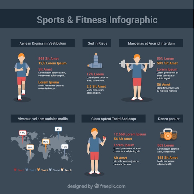 Vector gratuito infografía de deportes y fitness