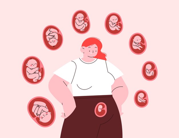 Infografía de desarrollo fetal dibujada a mano.