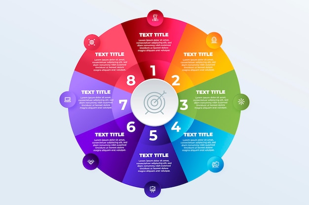 Infografía de diagrama circular degradado
