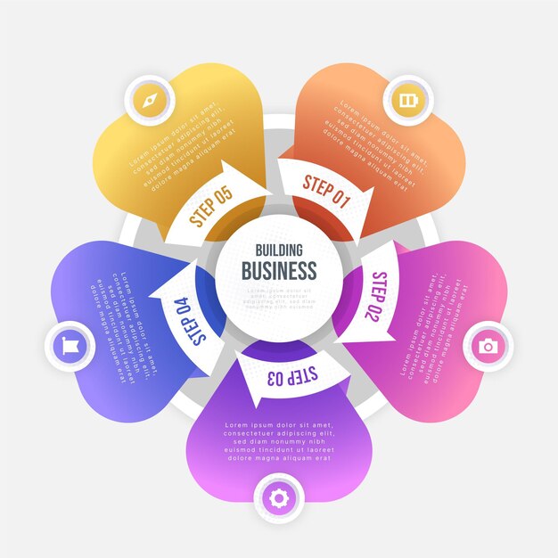 Infografía de diagrama circular degradado